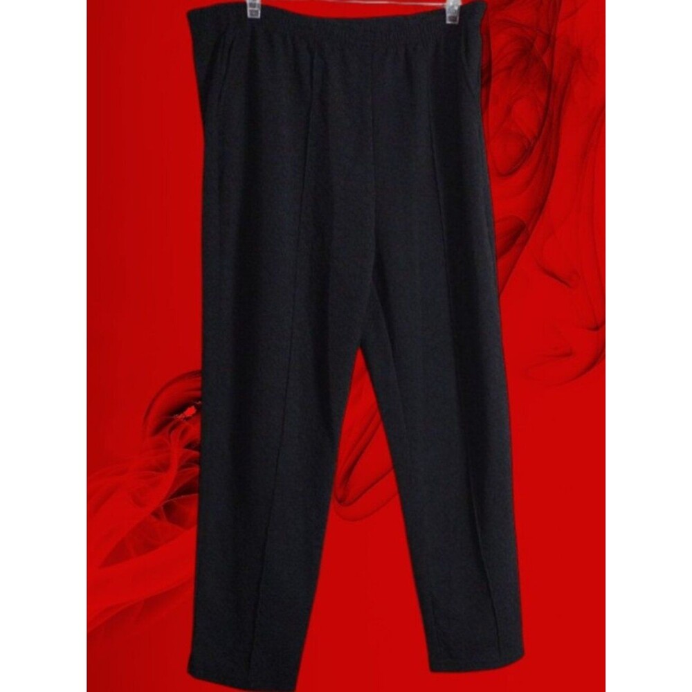 Women's Black Elastic-Waist Texture Print Elegant Comfy Pants Size XX Large